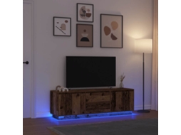 Vidaxl Móvel De Tv Com Luzes Led 160,5x41x50 Cm Madeira Velha