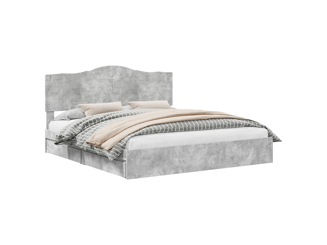 Cama com Armazenamento Cinzento MAISON EXCLUSIVE em Madeira Processada 200x200 cm