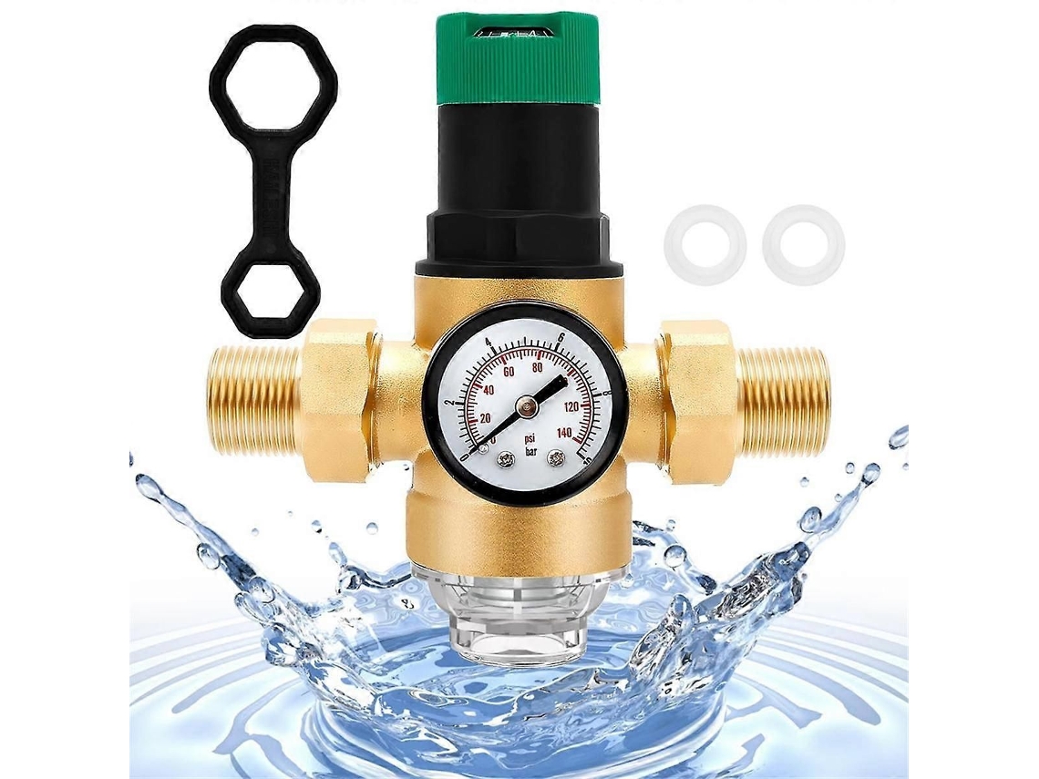 Regulador De Pressão De Latão, 3/4 Polegadas, Com Manômetro E Filtro, Ajustável.