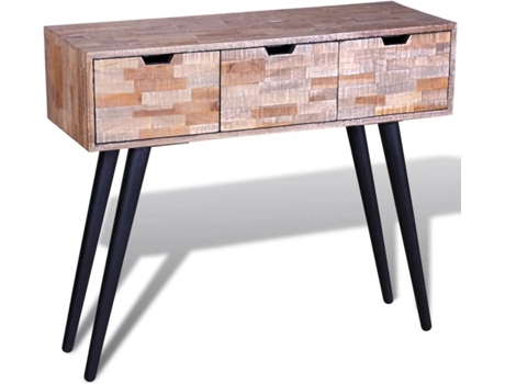 Mesa Consola  Madeira Reciclada 3 gavetas (87x31x75cm)