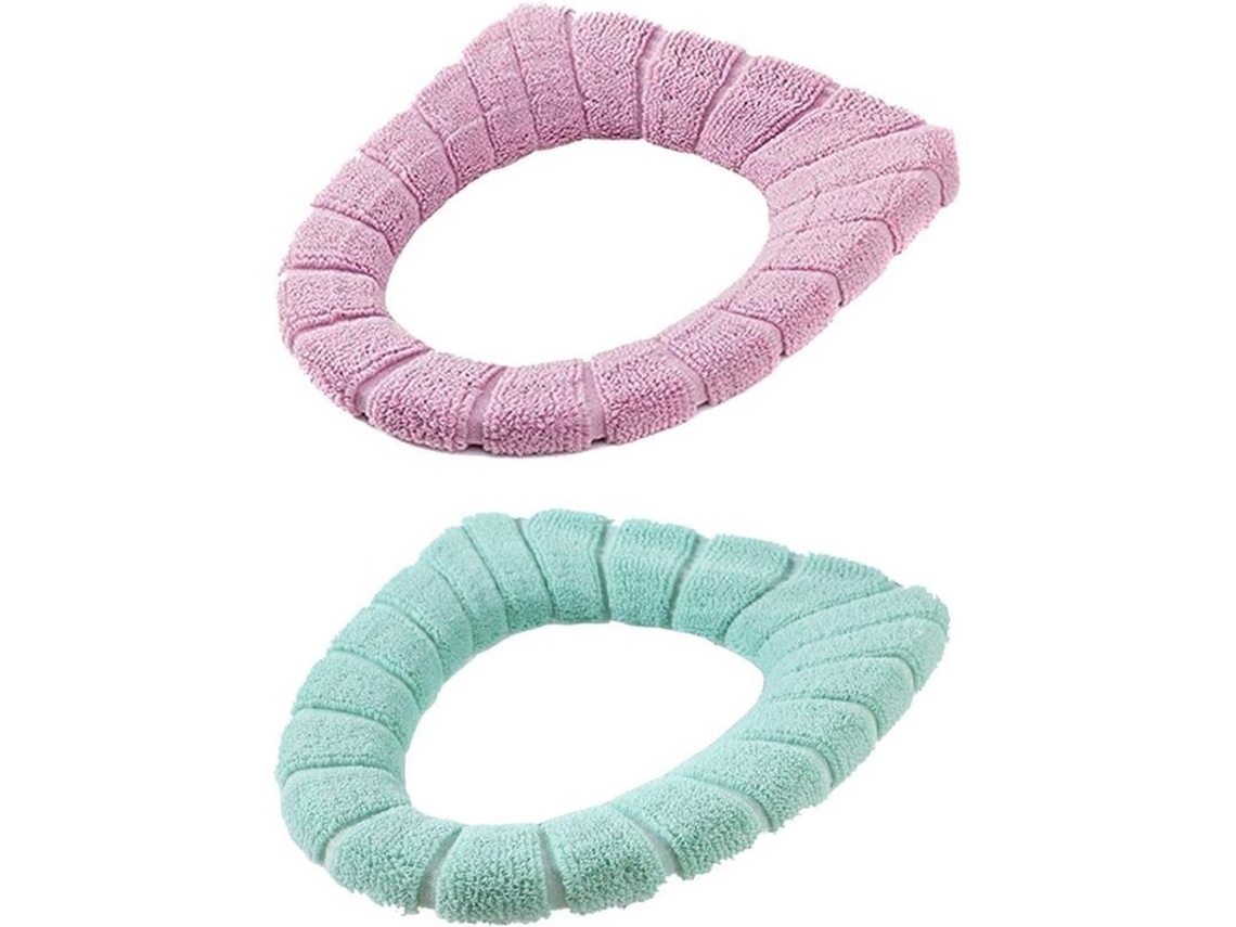 Fundas Para Asiento De Inodoro Lavables, Calientitas Y Cómodas, Hechas De Fibra Suave, Tamaño 30 Cm, Colores Verde Y Rosa