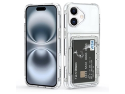 2026 capa para Iphone 16 Plus com Porta cartões Transparente Case 2 Slot Tpu+pc Anti choque Protetora