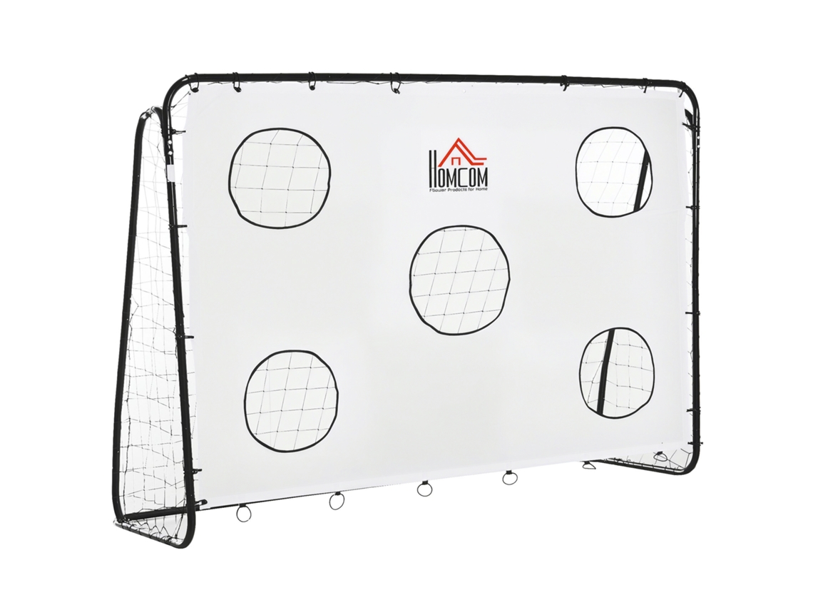 Bola de Futebol 2 em 1 com alvo de remate, baliza com 5 alvos, 240x88x174cm, branca