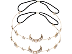 Conjunto De 2 Tiaras De Cabelo Com Strass Em Formato De Lua E Estrela Para Mulheres E Noivas.