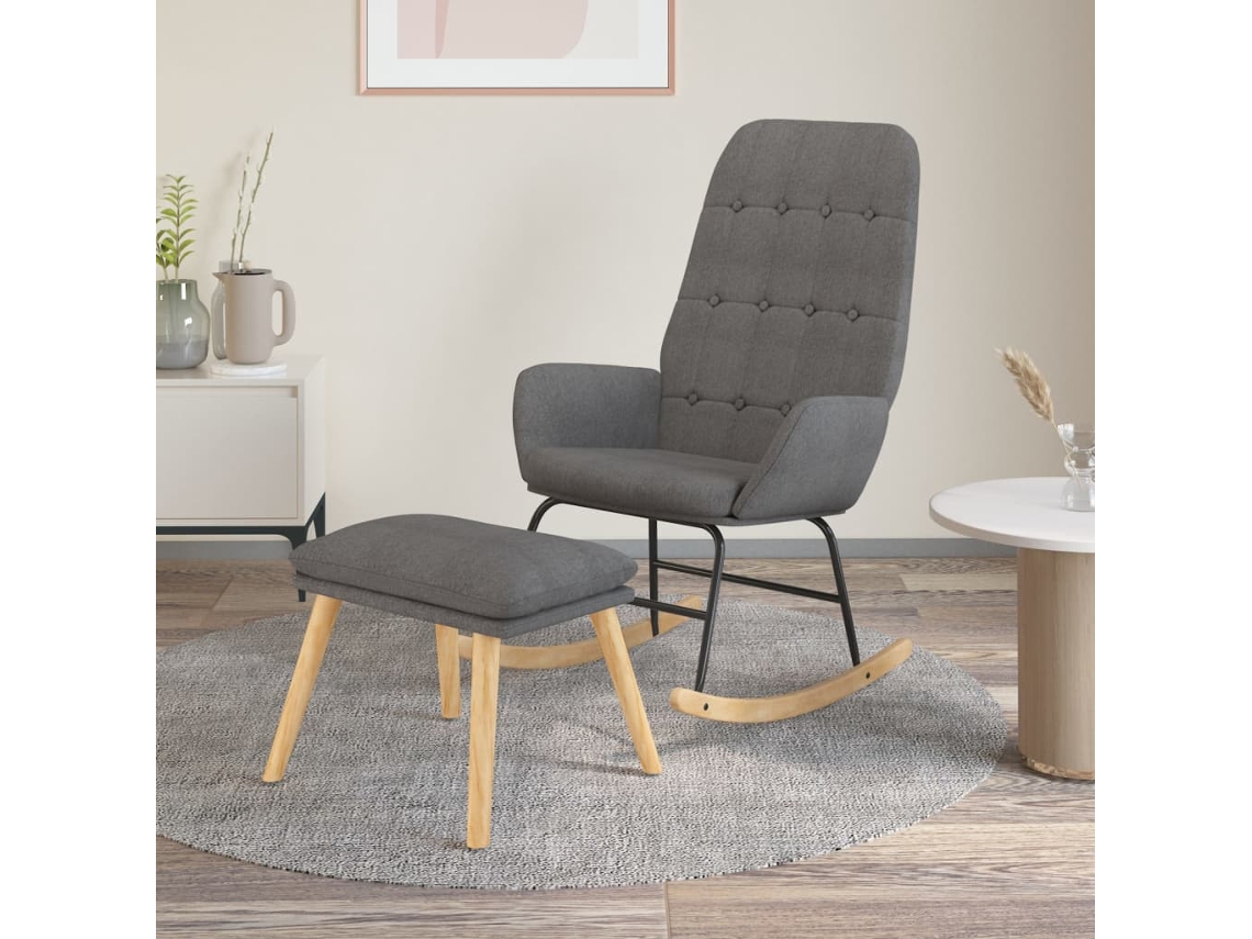 Rocking Chair With Footstool, Rocking Chairs With Footstools Vidaxl Cinzeto Tecido