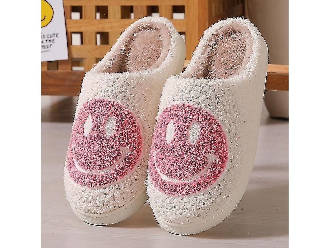 2026 zapatos de Casa Suaves com Rosto Sorridente para Casais Inverno Abrigo Interior Peluche Quentinho