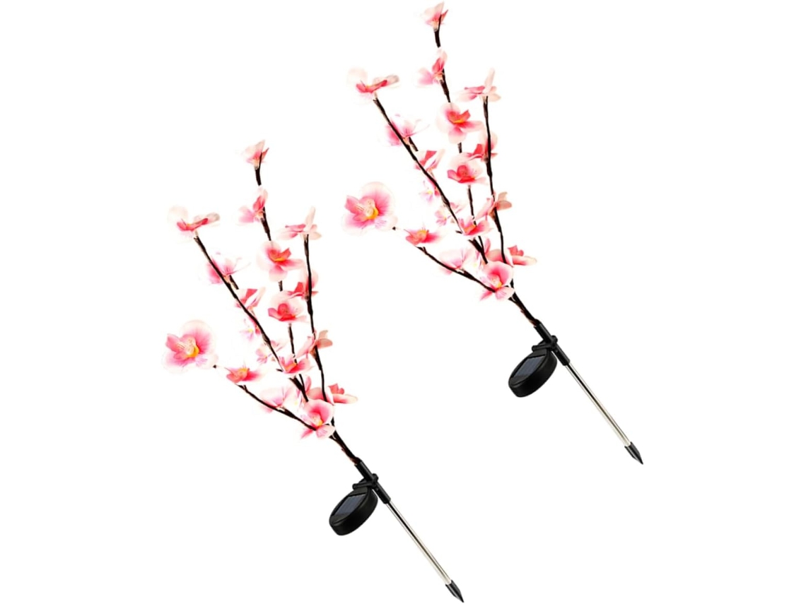 Conjunto de 2 Luminárias Solares de Jardim com Orquídeas Rosa Decorativas para Iluminação Externa SFUSHOS