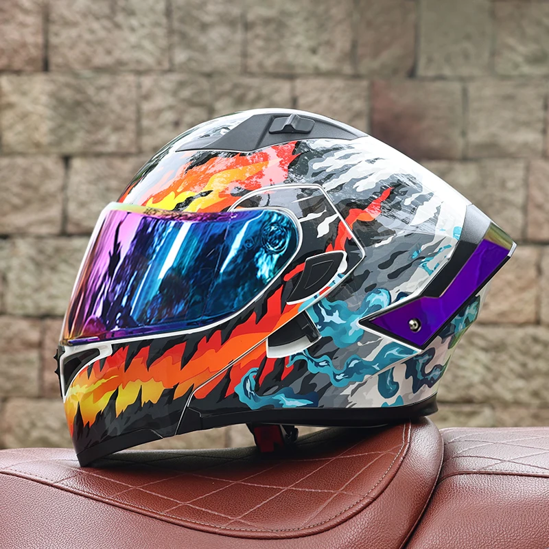 (m) Capacete Modular Unissex Com Lente Dupla, Certificado Dot, Material Abs