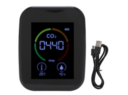 Monitor De Qualidade Do Ar Interior Detector De Co2 Tvoc Temperatura Umidade Preto