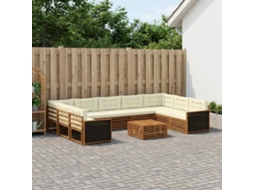 Vidaxl Conjunto De Sofás Para Exterior 10 Unid. Natural E Creme