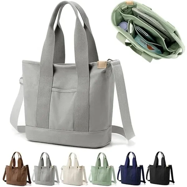 Bolsa de Lona Artesanal AQUAFORGE com Divisória e Zíper, Ombro Feminina para Faculdade, Escola, Trabalho, Viagens