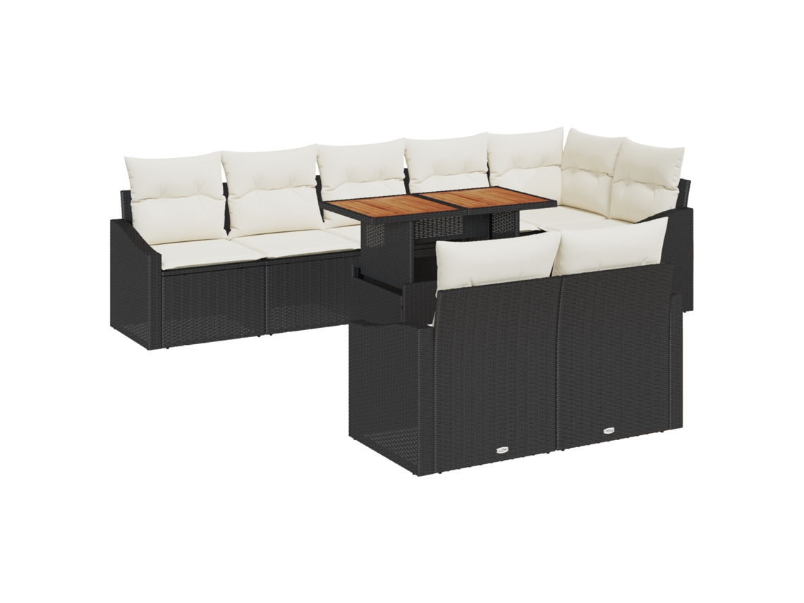 Conjunto 9 Conjunto De Sofás De Jardim Vidaxl Preto Vime Pe (100 X 55 X 73 Cm)