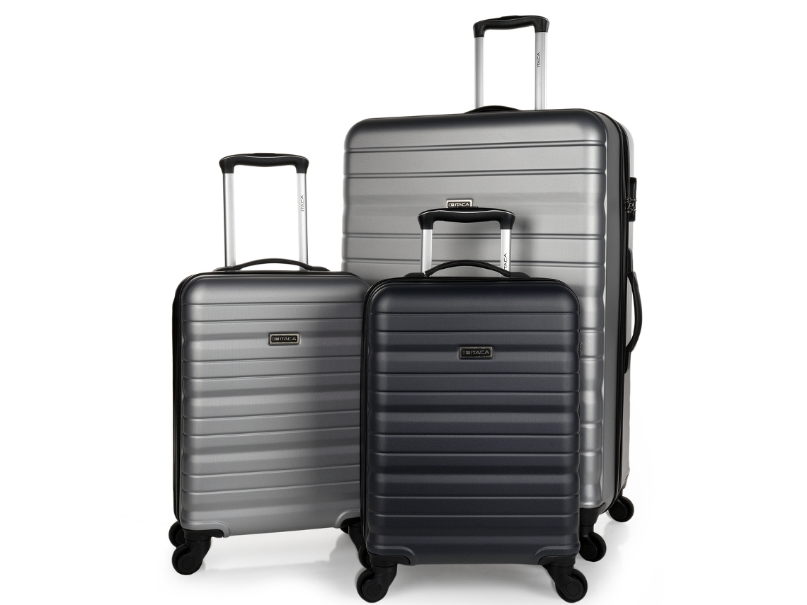 Conjunto de Malas ITACA Delfos Prata/Antracite/Prata Abs Hard Suitcase Set 56X82X28 Cm 106L