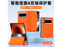 Capa De Couro Para Celular (laranja Huawei Puraxmax) Com Janela Inteligente, Dobrável E Suporte Magnético.