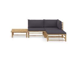 Maison Exclusive - 4 Pcs Conj. Lounge Jardim Em Bambu C/ Almofadões Cinza-escuro