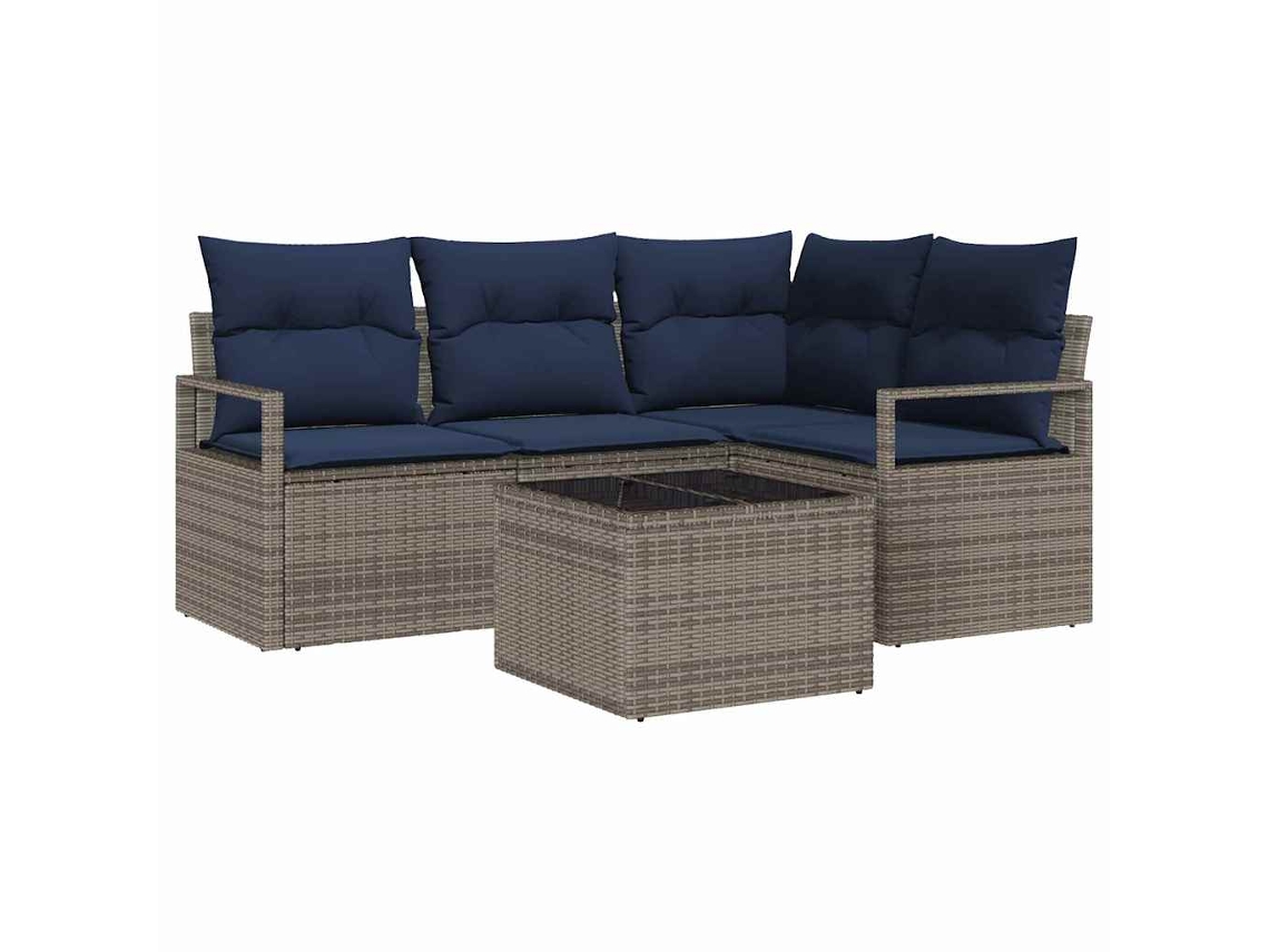 Vidaxl Conjunto de Sofás 5 Pcs Cinzeto Vime Pe