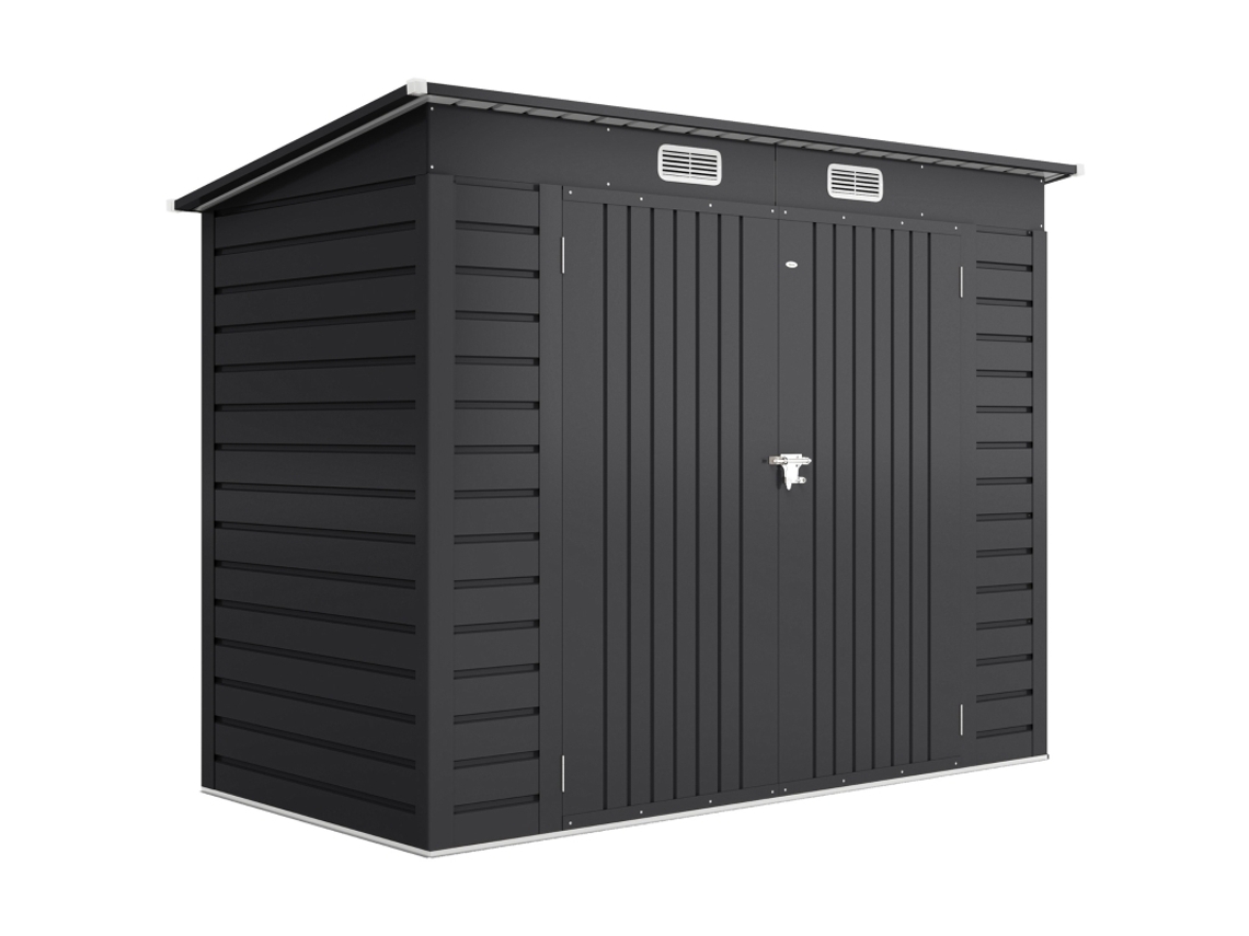Casinha Jardim Aço Portas Duplas 249x121x166/183cm Cinza