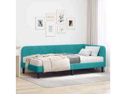 Vidaxl Estrutura De Cama De Canto Turquesa 100 X 200 Cm Veludo