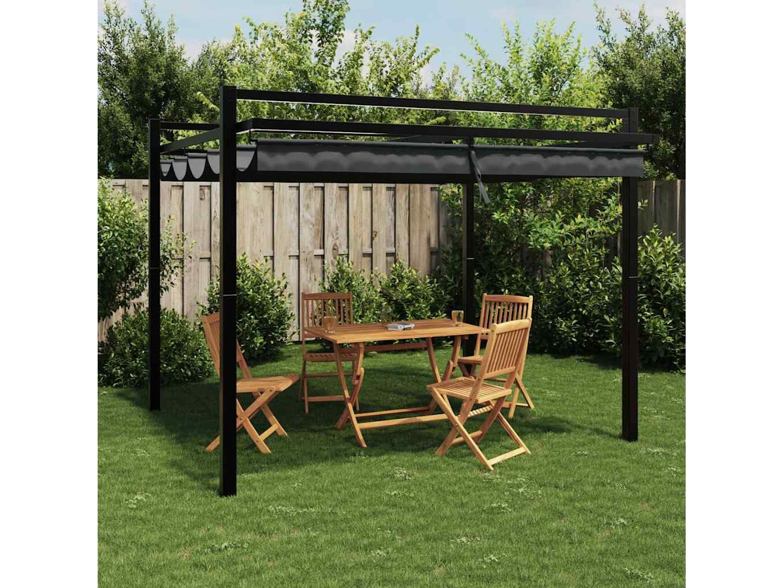 Vidaxl Gazebo De Jardim Com Teto Retrátil 3x3 M Alumínio Antracite