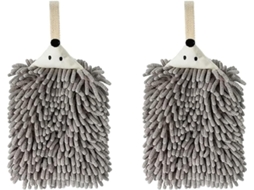 Toalhas de Chenille para Banheiro, Cozinha e Quarto, de Mão com Alça e Botão, Divertida com Estampa de Ouriço, Pacote com 2 AQUAFORGE