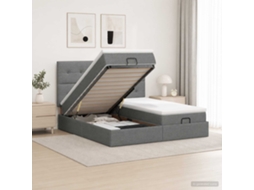Vidaxl Cama Ottoman Com Colchão E Led Cinzento-escuro 160 X 200 Cm
