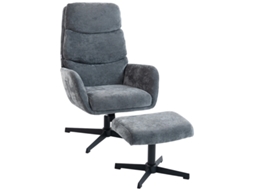 Poltrona Estofada Apoio Pés Encosto Alto Base Metal Cinza VELTRIX
