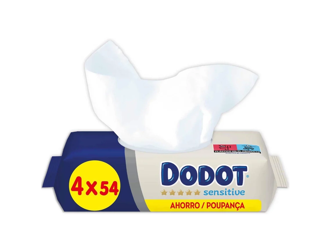 Toalhitas Bebé Sensitive DODOT emb. 216 un (4 x 54 un)