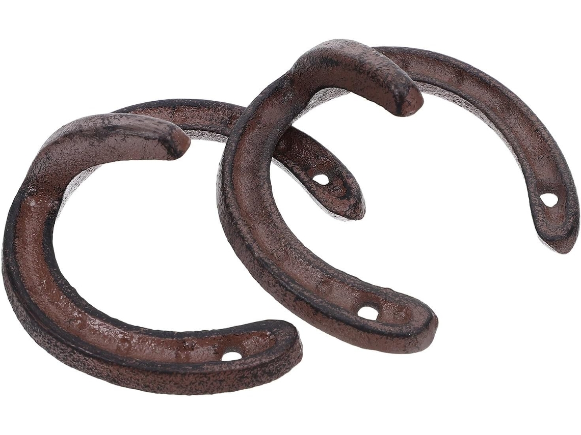 Ganchos De Parede Em Ferro Fundido Estilo Industrial Formato Ferradura, Conjunto De 2 Peças, Ganchos De Metal Para