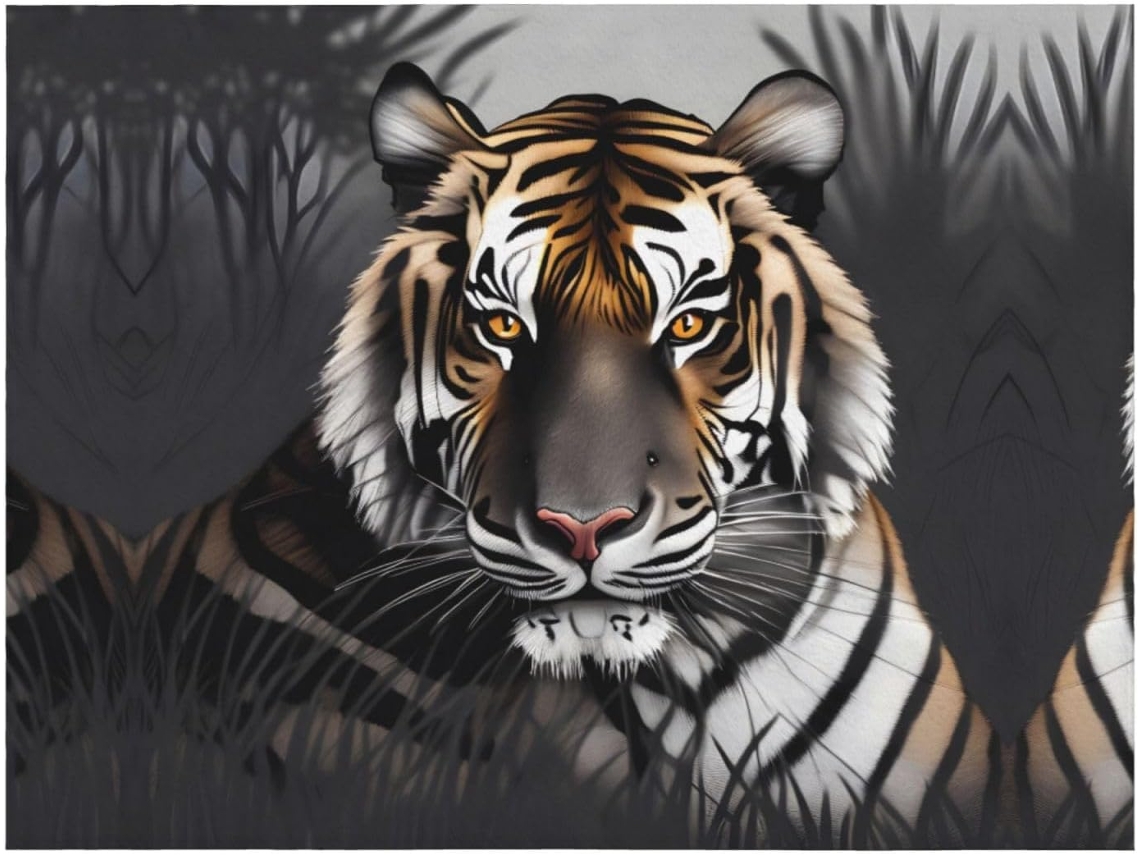 Manta de Flanela Ultramacia Phayah com Estampa Tigre Descansando Ideal para Sofá Cama Sala Estar Escritório e