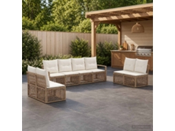 Vidaxl Conjunto De Sofá De Jardim 8 Unid. Bege Vime Pe
