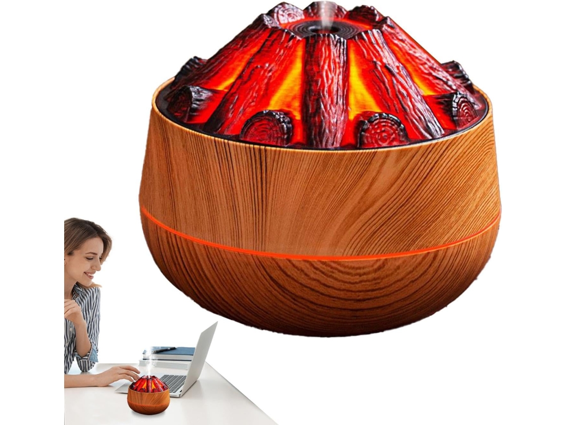 Umidificador Com Luz Led Em Formato De Chama Silencioso Carregamento Usb Decorativo Multifuncional