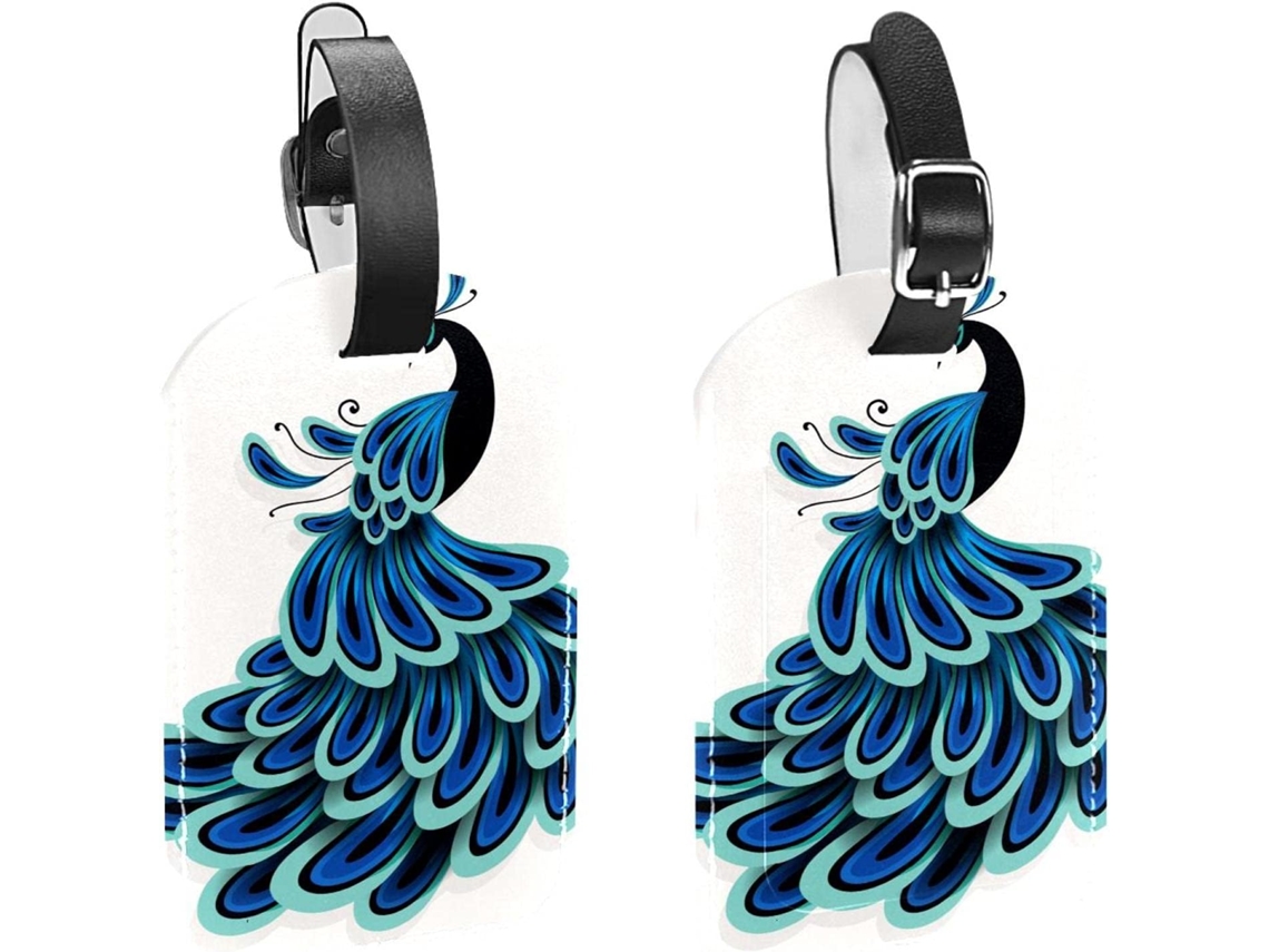 Conjunto De 2 Etiquetas Identificação Bagagem Art Peacock Evitar A Perda Malas E Bagagens