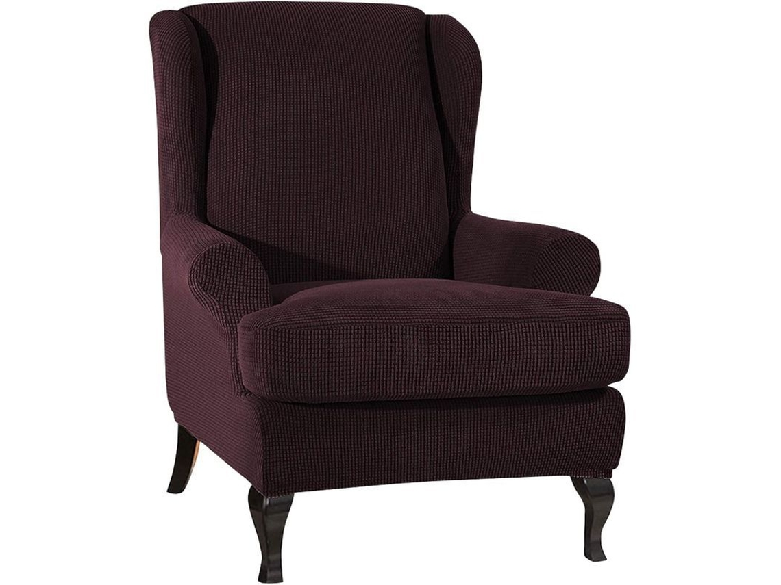 Funda Elástica Para Poltrona Alada Stretch Wingchair Cover Protector Cor Café Negro