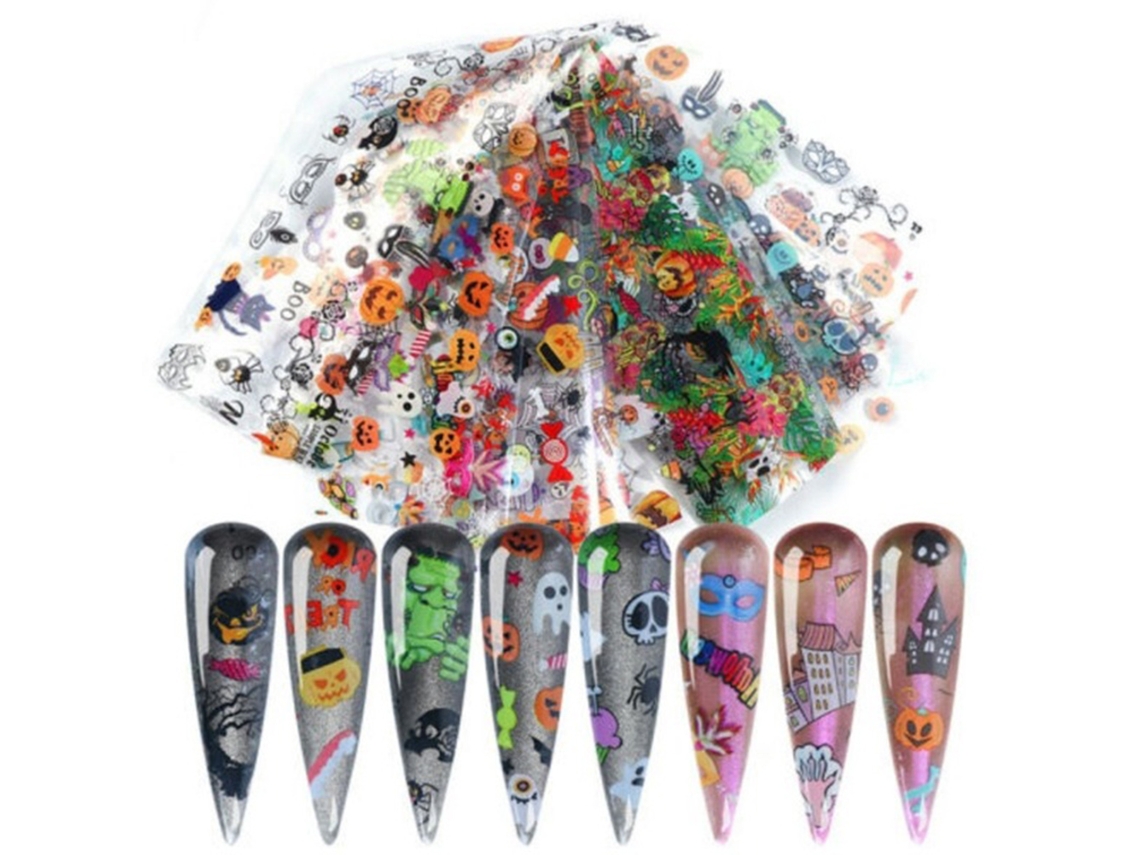 Conjunto De Adesivos De Unhas Temáticas De Halloween (10)