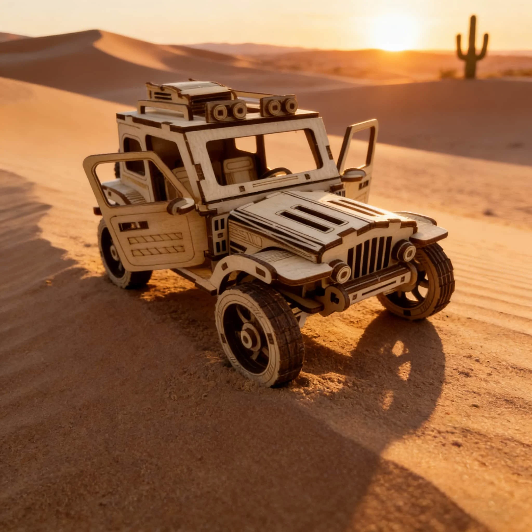 um Veículo Off road de Madeira para Montar, um Quebra cabeça 3d Criativo. MDUG