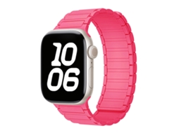 Pulseira Magnética de Silicone Halinuia para Apple Watch Series 1 11/ultra 1 3/se3 , Design Esportivo Respirável. Rosa Fúcsia (42 49 Mm)