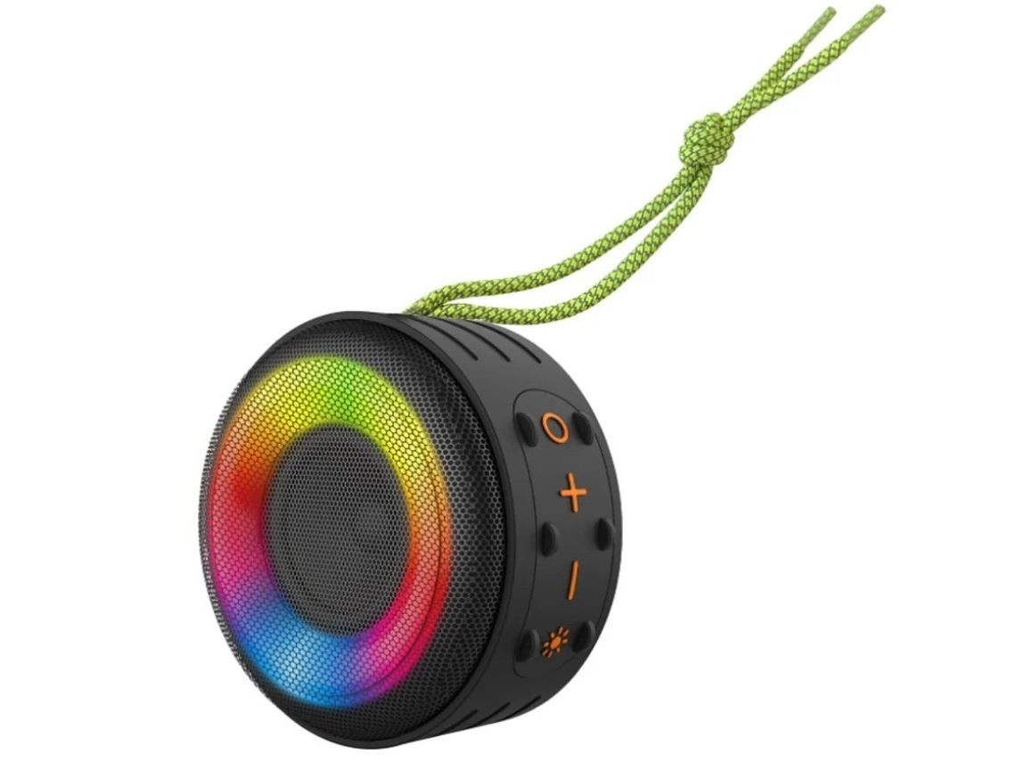 Alto Falante Bluetooth Portátil Ip65 À Prova Dágua Chuveiro Tws Redondo 360 ° Estéreo Com Luzes De Ritmo Rgb Multipul Colors Música Interna Yizhood