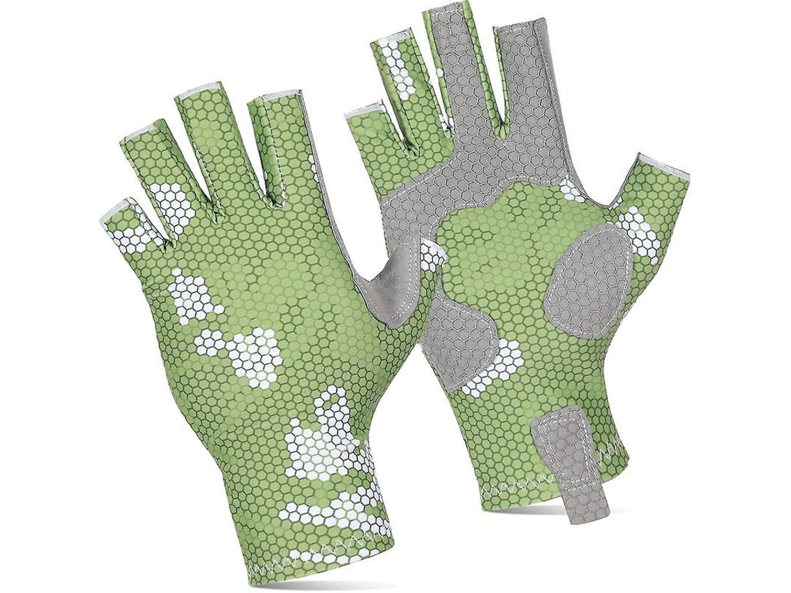 Luvas De Pesca Com Padrão Camuflado E Design Anti-derrapante Silicone - Conforto E Proteção Para Todos Os Seasons Verde Camuflagem