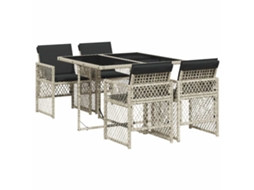 Conjunto de 5 Jantar para Jardim com Almofadões Cinzento Claro MAISON EXCLUSIVE