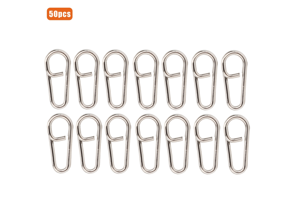 50 Clips de Pesca Aço Inoxidável Oval Pequenos