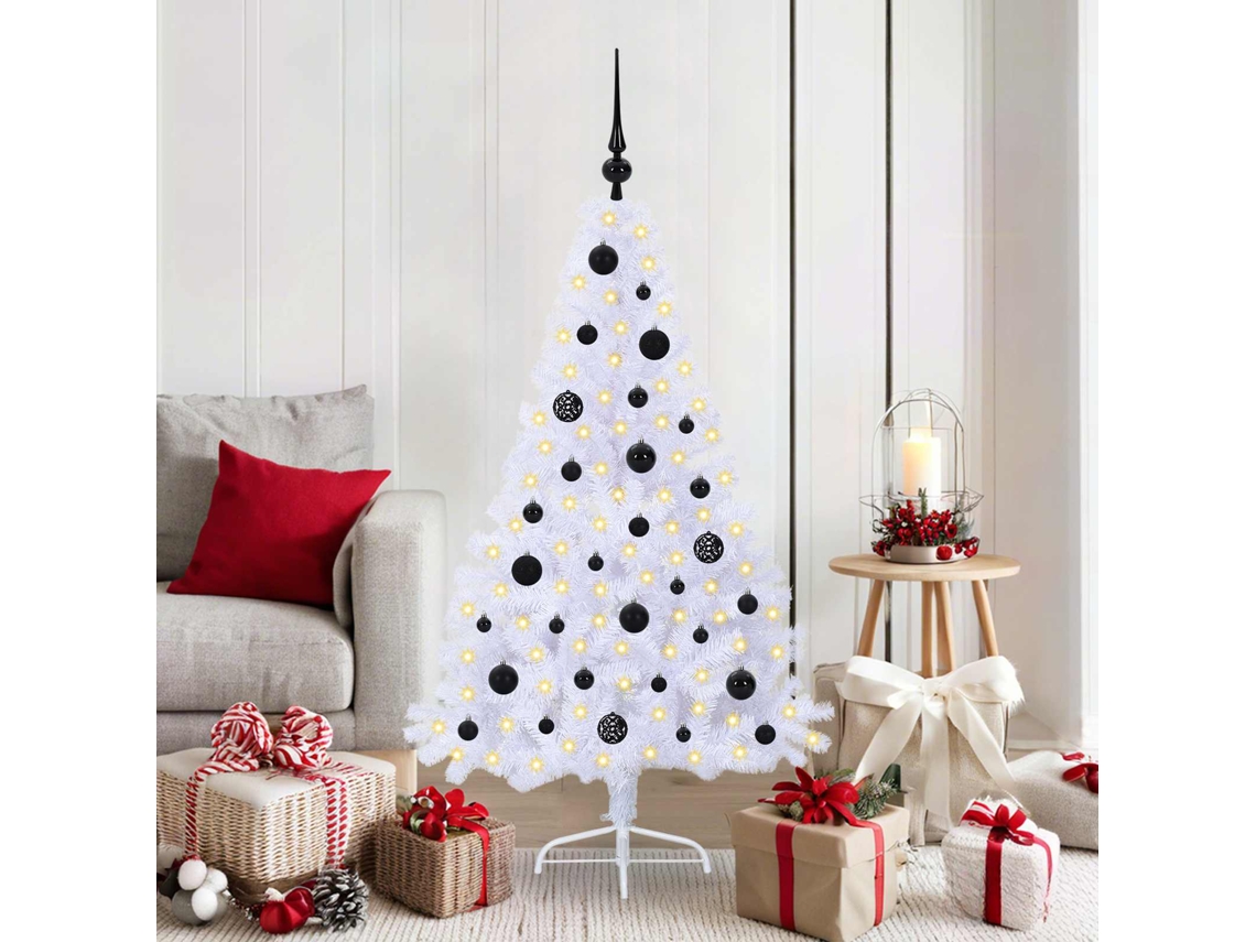 Vidaxl Árvore De Natal Artificial Com 150 Leds Branco 150 Cm Pvc E Aço