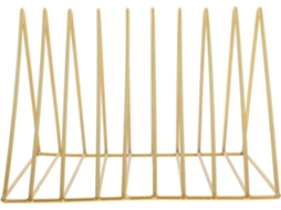 Suporte de Livros Multifuncional Grande em Ferro Dourado, Prateleira Triangular Mesa para Organização Arquivos