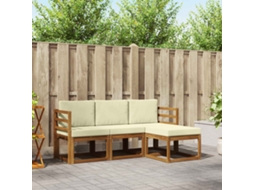 Vidaxl Conjunto De Sofás Para Exterior 4 Unid. Natural E Creme