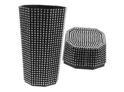 Lixeira Pequena Branca Em Abs Para Carro Com Strass, Design Brilhante.