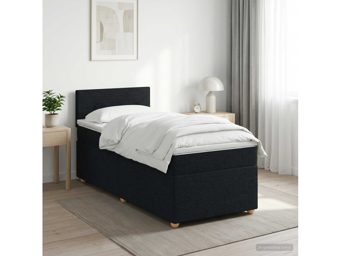 Vidaxl Cama Box Spring Com Colchão Preto 80 X 200 Cm Tecido