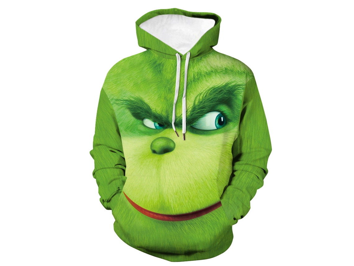 Suéter Com Capuz Estampado Grinch Verde Explosivo Natal 2019 Eua Eu Casual Outono
