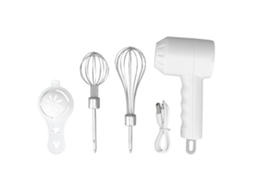 Batedor de Ovos Sem Fio Usb Recarregável com 2 Pás de Mistura Leve para Cozinha Branco S/MARCA