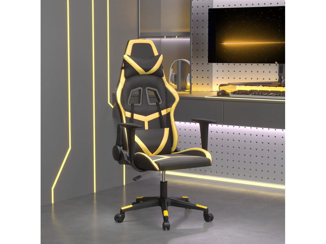 Vidaxl Cadeira Gaming Couro Artificial Preto E Dourado