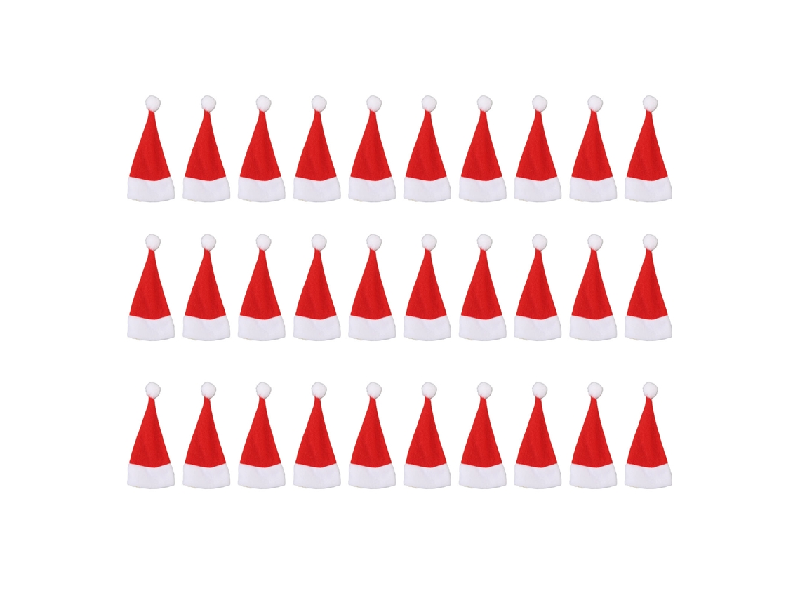 30 chapéus de papai noel miniatura para decoração de natal artesanato talheres garrafa de vinho diy