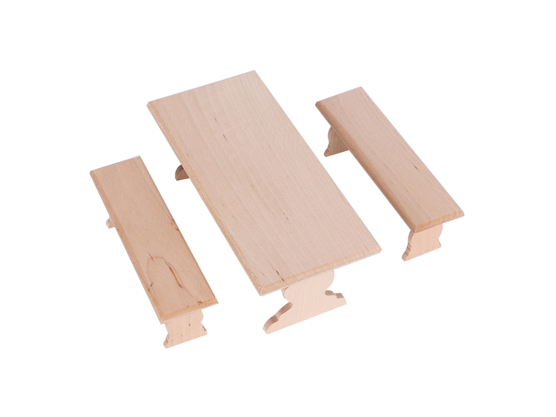 Mali conjunto Móveis Casa de Bonecas Miniatura Madeira Mesa e Bancos 1:12 Branco